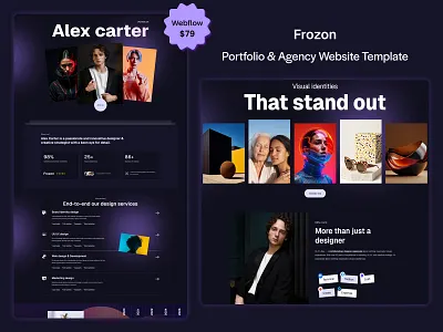 Frozon - Portfolio & Agency Website Webflow Template agency website branding creative design creative portfolio freelancer portfolio minimal webflow modern design motion graphics personal portfolio portfolio website responsive responsive template uiux web development webdesign webdesigntemplate webflow webflow agency webflow design webflow template