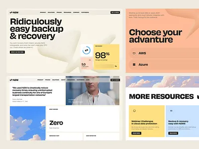 N2W - Subpages backup boxes branding cloud design flex fluid fullscrean hero home landing orange screen typography ui ux web web design website yellow