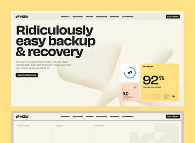 N2W - Hero animation b2b branding chart cloud design hero illustration landing page logo menu modal modern server typography ui ux website white yellow