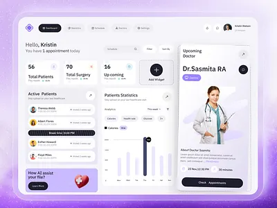 Medical Doctor Dashboard appointment clean dashboard ui design designsystem doctor doctor dashboard healthcareui healthtech interfacedesign lightmodeui medical minimaldesign moderndashboard patientmanagement responsivedesign staff management ui uxdesign webappui