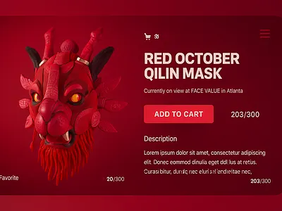 Red October Qilin Mask Product UI 3d 3d mask animation brand branding cardboard design digital art direction dribbble ecommerce graphic design illustration logo minimal ui motion graphics red theme ui