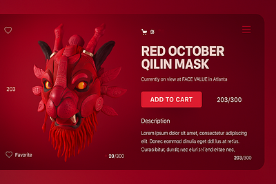 Red October Qilin Mask Product UI 3d 3d mask animation brand branding cardboard design digital art direction dribbble ecommerce graphic design illustration logo minimal ui motion graphics red theme ui