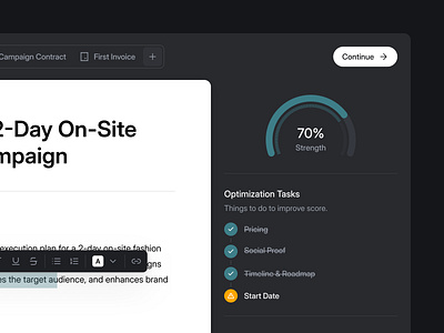 Optimization Panel with Campaign Overview clean dashboard feedback flat minimal optimization performance progress saas scorecard shadcn shadcnui tailwind