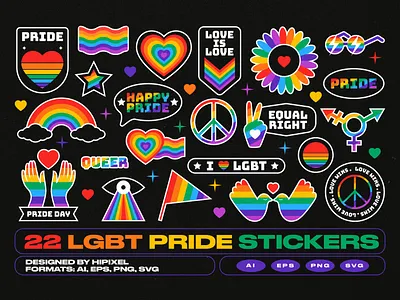 LGBT Pride Rainbow Stickers badge equality festival flag gay lesbian lgbt lgbtq love parade priddy pride pridemonth queer rainbow stickers