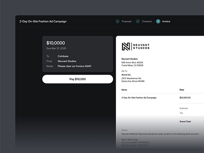 Invoice and payment view b2b billing clean dashboard finance flat invoicing minimal payment pricing receipt saas shadcn shadcnui stripe style tailwind transactions uiux