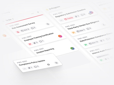Visual Task Overview cards clean dashboard flat minimal priority indicators project board saas shadcn shadcnui tags tailwind task tracker