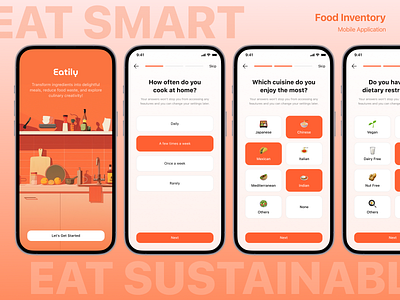 Food Inventory App clean design food app food inventory food management minimal mobile design onboarding product design sustainable app ui uiux ux