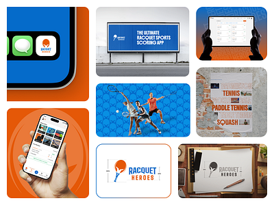 Sports Logo Design app logo branding creative design creative idea design graphic design innvonix logo logo design mobile app development racket sports racquet heroes sports logo ui web development