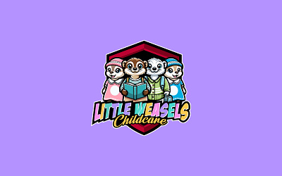 Little Weasels Childcare Cartoon Mascot Logo cartoon graphic design illustration logo logo design mascot