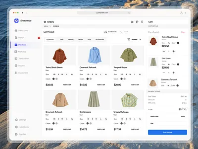 Shopnetic - Point Of Sales Dashboard cloth cloth web clothing dashboard e commerce website ecommerce fashion management modren online order point of self report shop store ui uiux