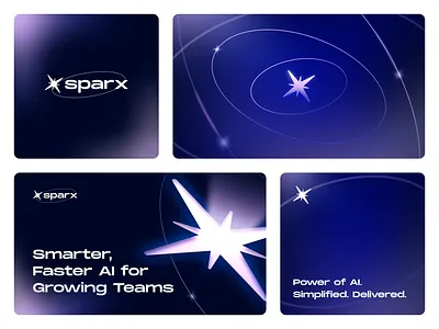sparx branding adobe illustrator ai blue brand branding dark design galaxy glow gradient graphic design logo minimal purple space spark sparx star startup ui design