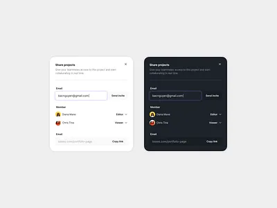 Boxes UI - Share projects box card element figma modal ui