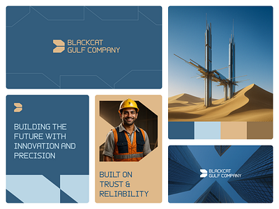 construction company branding blue branding building company construction desert design future graphic design gulf logo minimal new pattern realty sand simple skyscraper ui design yellow