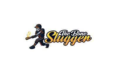 The Bone Slugger Baseball Sports Mascot Logo Design baseball logo graphic design illustration logo logo design mascot mascot logo sports sports logo