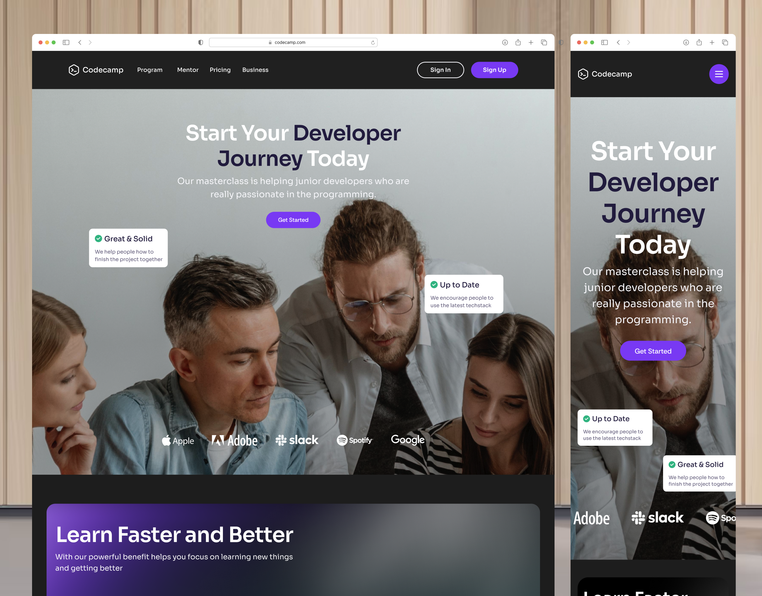 Codecamp - Learn Coding Effectively branding design landingpage typography ui ux website