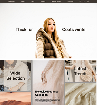 Alegance - Fashion Marketplace Landing Page beige branding fashion fashion marketplace graphic design landing page markerplace shopify simple ui ui design uiux ux website