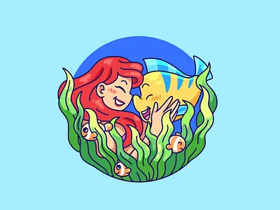 Ariel & Flounder Logo Mascot animation ariel branding cartoon cartoon logo cartoon mascot creature design fish fish logo graphic design illustration kawaii logo logo macot mascot logo procreate ui