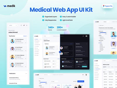 Medical Web App UI Kit - Medik figma figma design medical medical web app ui ui design ui kit ui kits uihut web web app web app ui kit website design