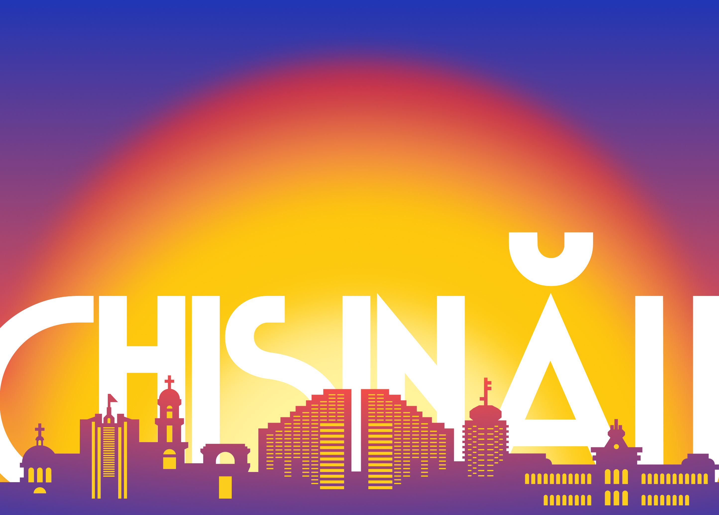 Chisinau City Sunset Skyline beautiful buildings chisinau city cityscape gradient gta hot illustration landscape moldova skyline skyscrapers summer sun sunrise sunset tropical vice city warm