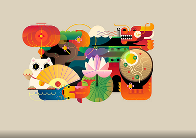 Around the world. Set of flat illustrations