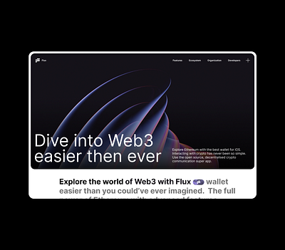 Flux Wallet Website app blockchain crypto gradient ios app keyvisual landing landing page shapes ui wallet web design