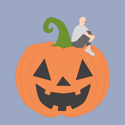 I have created a male character sitting on a yellow Pumpkin in w yellow