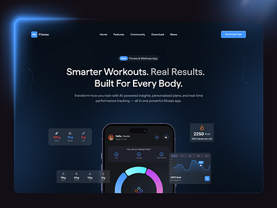 Fitwise - Product Landing Page fitness app homepage landing page landing page design product landing page ui ui design website design