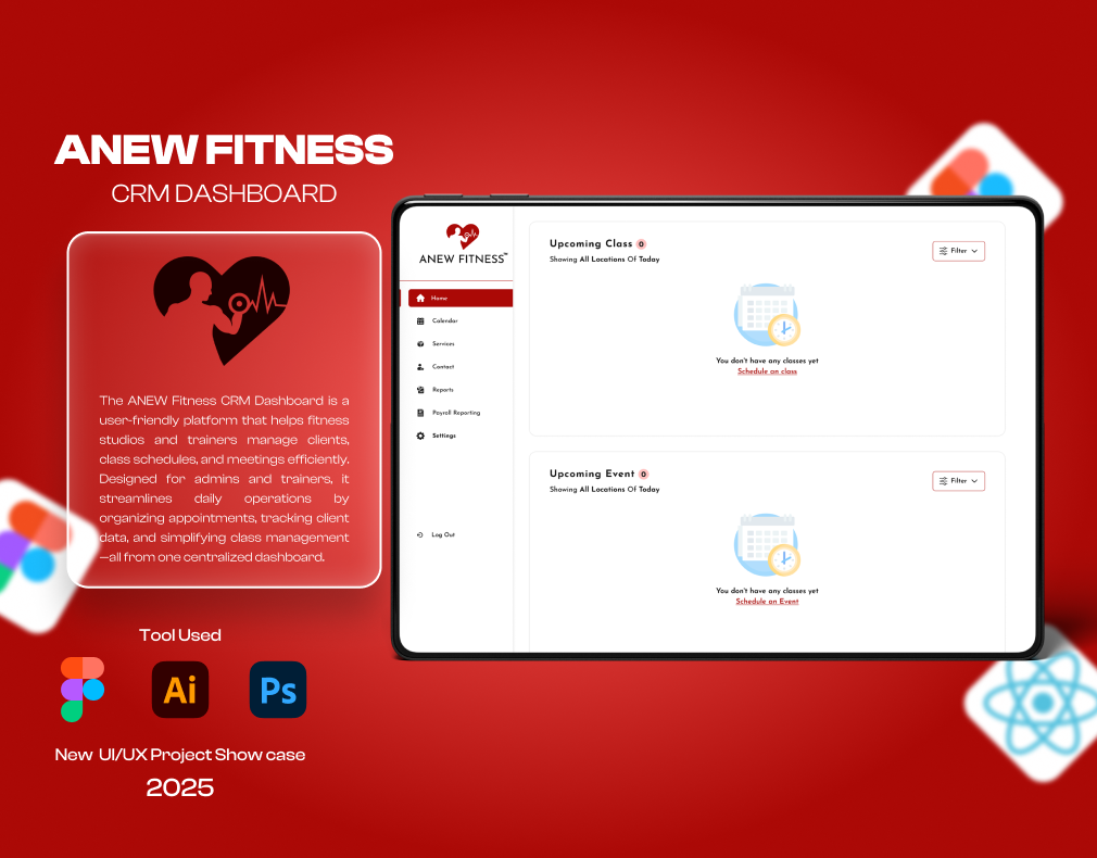 ANEW FITNESS CRM DASHBOARD best website case study case study crmdashboard dashboard dashboarddesign design management dashboard schedule management dashboard ui uiux