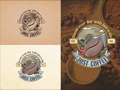 Just Coffee Vintage Logo branding graphic design illustration illustration book cover just coffee vintage logo