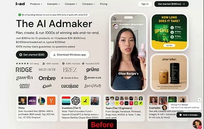 AI Ad Maker Desktop Website - First Visible Screen Redesign conversion destop digitalmarketing lead generation userexperience userexperiencedesign uxui visualcommunication website