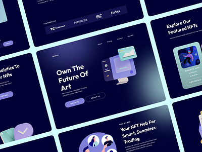 Krypto – Modern NFT Marketplace Homepage UI appdesign creativeui crypto cryptowebsite darkmode darkui design designinspiration digitaldesign figmadesign graphic design interactiondesign landingpage minimaldesign productdesign ui uidesign uiux uxdesign webdesign