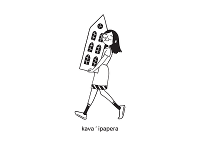 Girl with a house black and white branding coffee dribbble girl graphic design happy house illustration logo outline vector illustration woman woman illustration