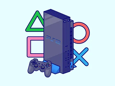 Playstation 2🎮 branding console controller doodle flat gadget game gaming icon illustration joystick logo playstation ps2 retro sketch technology video game xbox