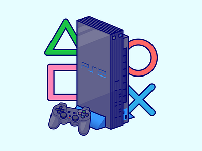 Playstation 2🎮 branding console controller doodle flat gadget game gaming icon illustration joystick logo playstation ps2 retro sketch technology video game xbox