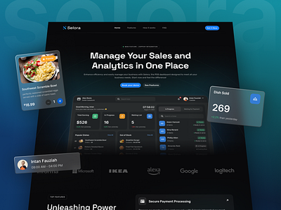 Selora – Point of Sales App Landing Page app branding business cashier clean dark mode design figma framer invest ios landing page marketplace pitching pos app responsive template ui webflow website