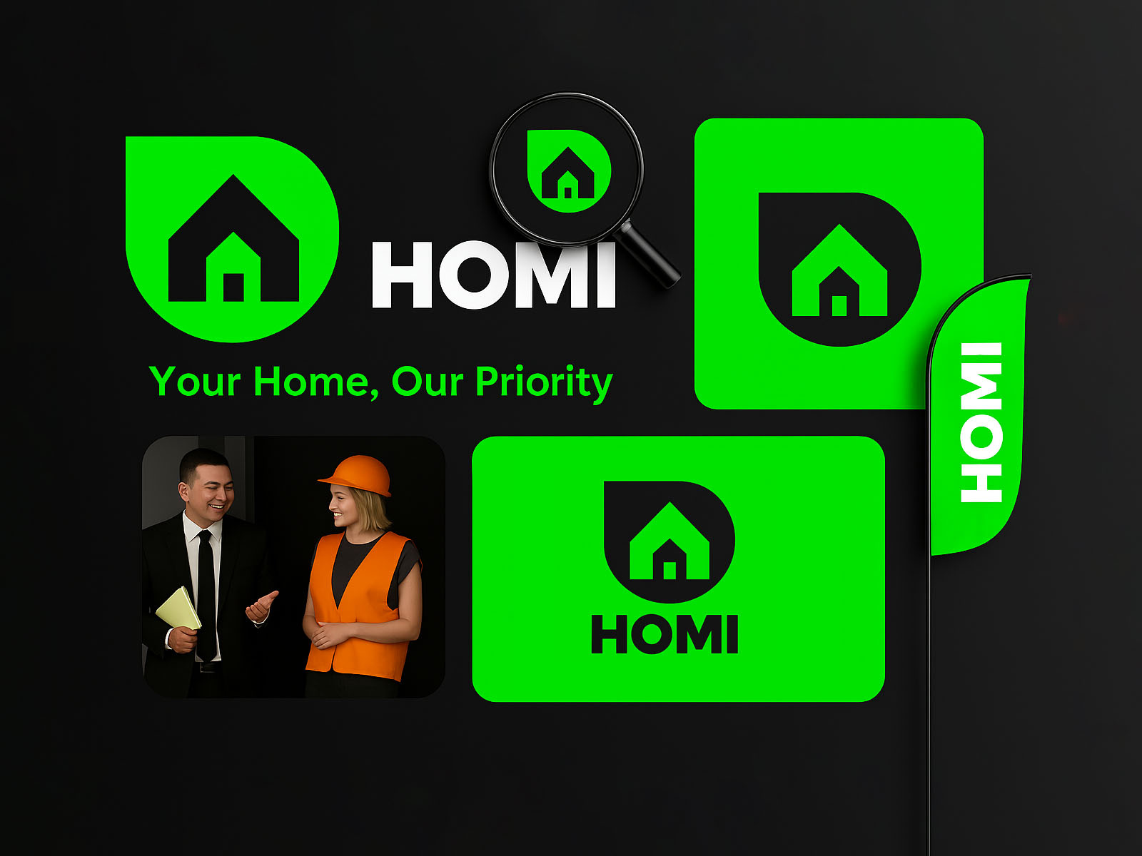 Modern Real Estate Branding Design – HOMI animation graphic design logo motion graphics real estate marketing