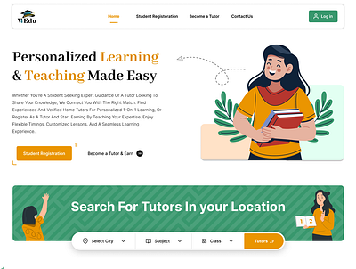 TUTION LANDING PAGE branding figma graphic design green and orange theme green landing page modern ui ui ui design ux design website design website ui design