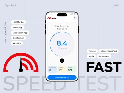 Internet Speed Test – Mobile App UI Design app redesign cloudflare speed test fast fast speed test fast.com fitgirl repack interface internet archive internet speed test interstellar minimalist ui mobile app mobile app ui netflix product design speed test speed test app tester ui ux design vpn