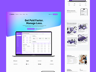 Medical Billing and Payment System Product Landing Page Design billing automation web design billing software landing page clinic billing system website ehr billing website design emr design emr payment system ui healthcare billing dashboard ui healthcare payment platform ui healthcare saas landing page healthtech saas product design invoicing platform design medical billing system design medical billing website design medical payment system ui medical saas landing page medical saas product homepage