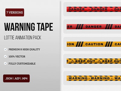 Warning, Danger & Caution Sign Tape Lottie Animation animation caution sign danger lottie danger sign tape design do not enter warning tape illustration keep out sign lottie animation lottie files motion graphics ui ui animation warning warning lottie animation warning signs warning tape