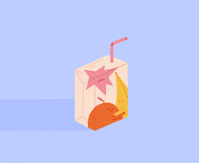 Love in Every Drop banana character design fruit hugs illustration juice love orange package procreate straw texture