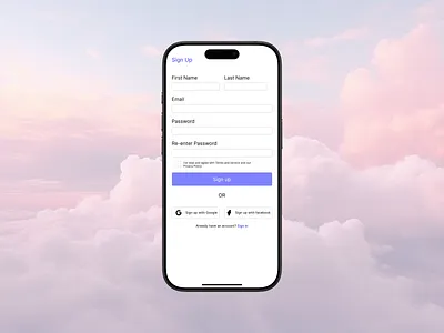 Sign up page design dribbble figma mobilescreen signup ui uiux user experience userinterface