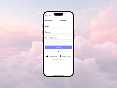 Sign up page design dribbble figma mobilescreen signup ui uiux user experience userinterface