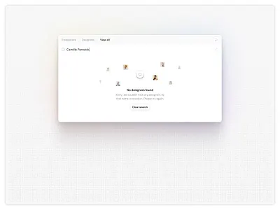 No designers found — Untitled UI command k empty state no results product design quick search ui design user interface