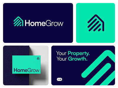 HomeGrow Real Estate Logo Design brand identity branding brokerage building graphic design growth home logo house logo logo logo design minimal logo modern real estate logo realty logo