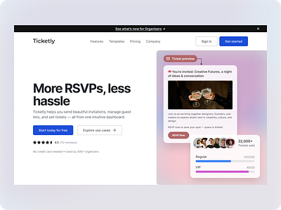 Event management platform landing page exploration 🎟️ hero section landing page ui ux web design website