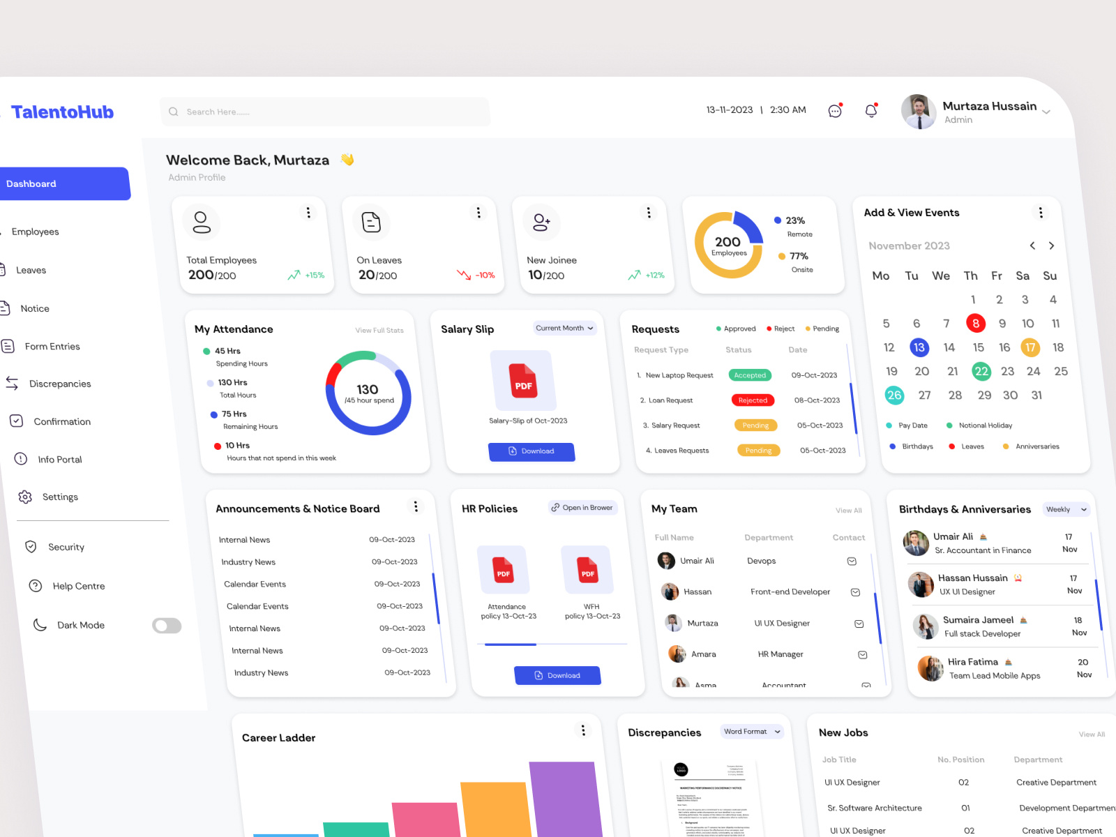 👩‍💼 Talento Hub – HRM Dashboard attendancetracker dashboard design dribbleshots employeemanagement figma design hr portal design hrm design hrmdashboard hrtech payroll dashboard ui ui design ui ux design user interface design ux ux design web app design web portal design webdashboard website design