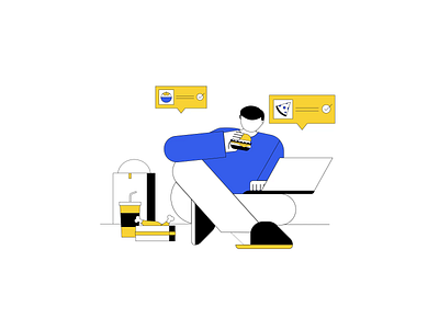 Eating Food And Work From Home Animation adobe after effect animation animation after effects gif animation illustration illustration animation lottie lottiefiles order