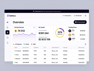 Crypto Loan Dashboard Overview 3d animation branding crypto dash board graphic design logo motion graphics overview ui