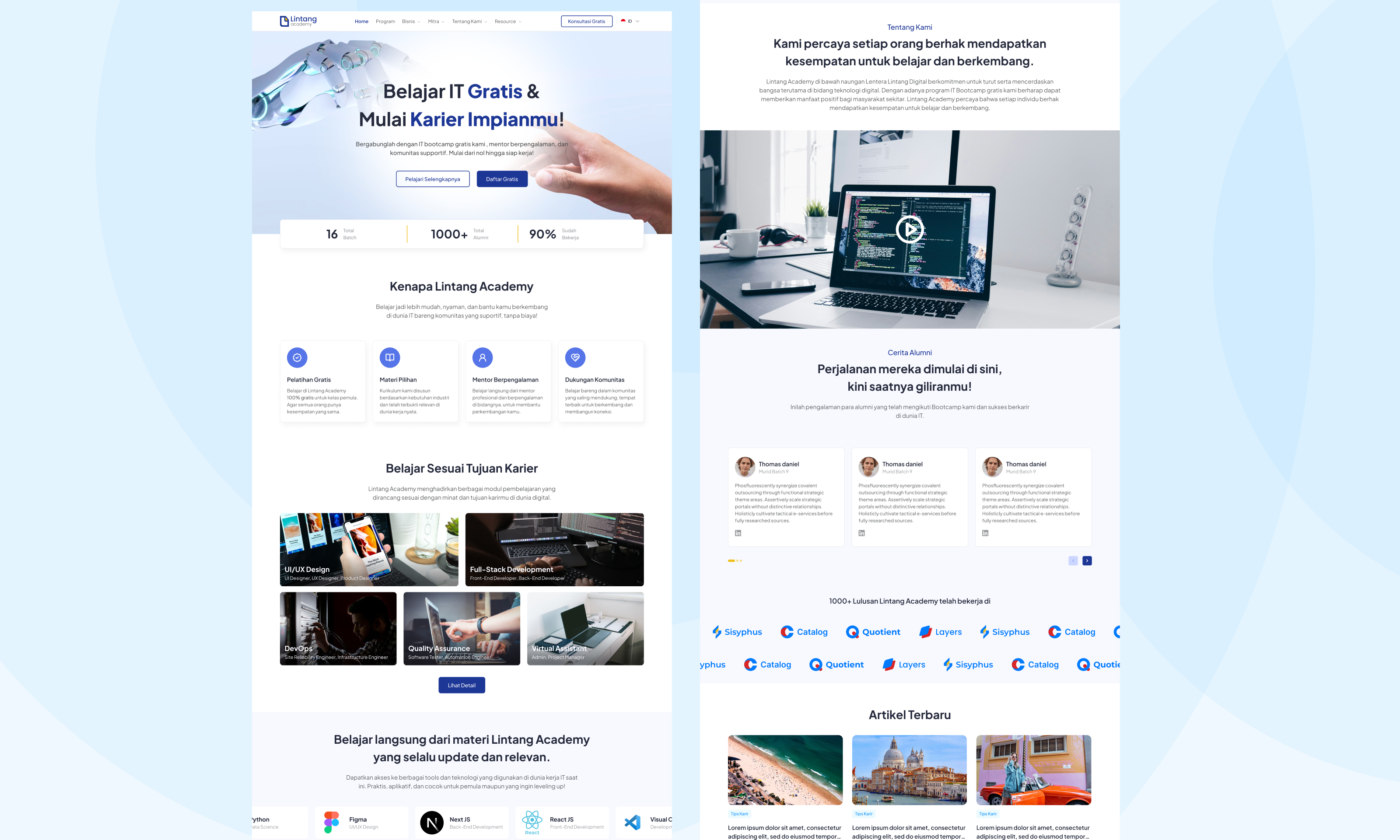 Design Lintang Academy Website branding design ui design uidesign web design